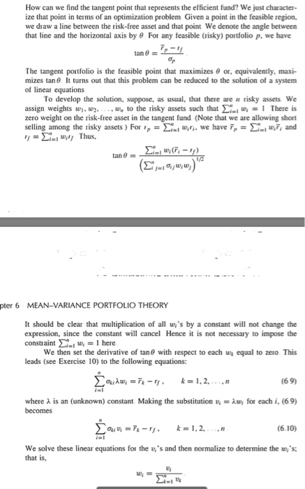 iju),w How can we find the tangent point that represents the efficient