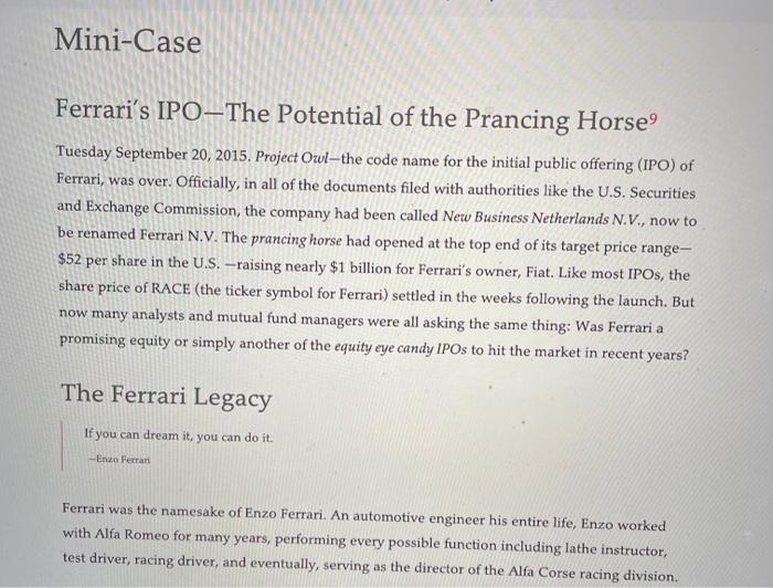 For this assignment, please submit a report on the mini case at