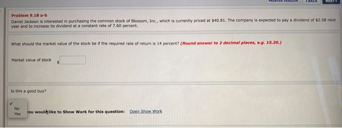  Problem 9.18 a-b Daniel Jackson is interested in purchasing the common