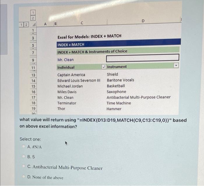 Instruments of Choice 9 Mr. Clean 11 Individual 1 Instrument 13 Captain