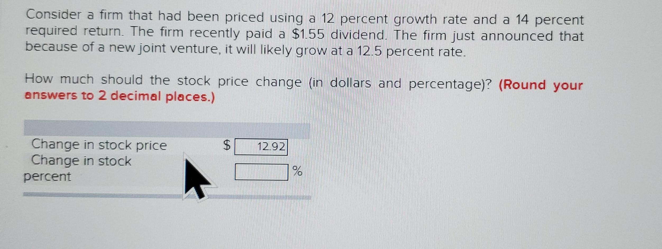  Consider a firm that had been priced using a 12 percent