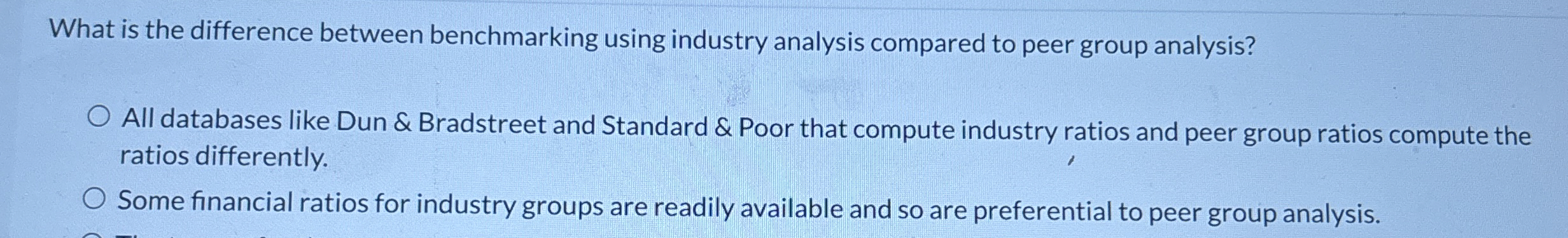  What is the difference between benchmarking using industry analysis compared to