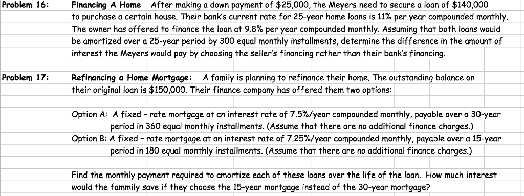 Please show all formulas and work done for every problem Problem 16:Financing
