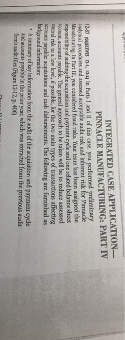  INTEGRATED CASE APPLICATION- PINNACLE MANUFACTURING: PARTV 12-37 (oajECTIVES 12-1, 12.2) In