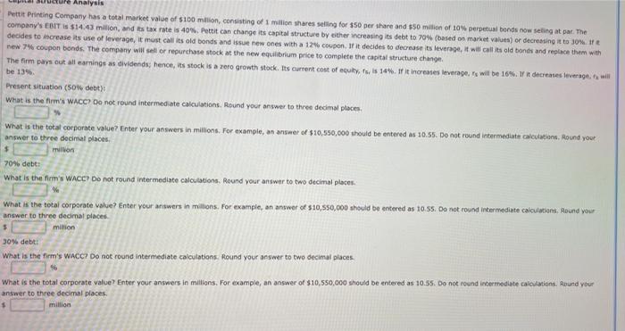 please be correct.and show work i upvote Analysis Petit Printing Company has