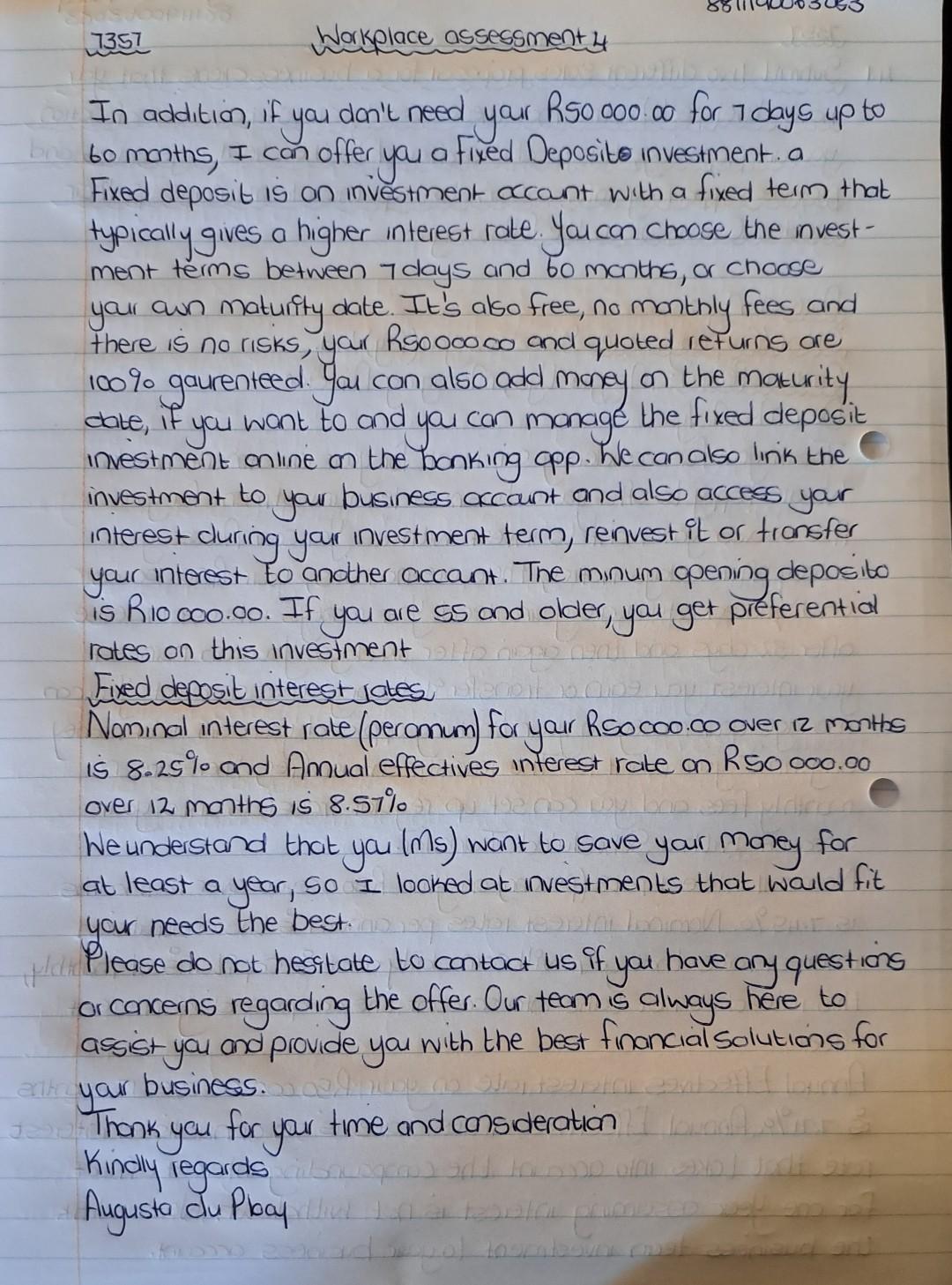 offered to the client objectives and provide sypporting information to help the