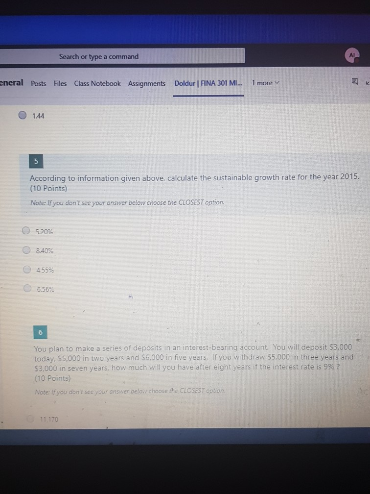  Search or type a command eneral Posts Files Class Notebook Assignments