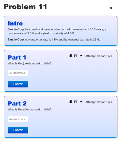 Problem 11 Intro Simple Corp. has one bond issue oustanding, with