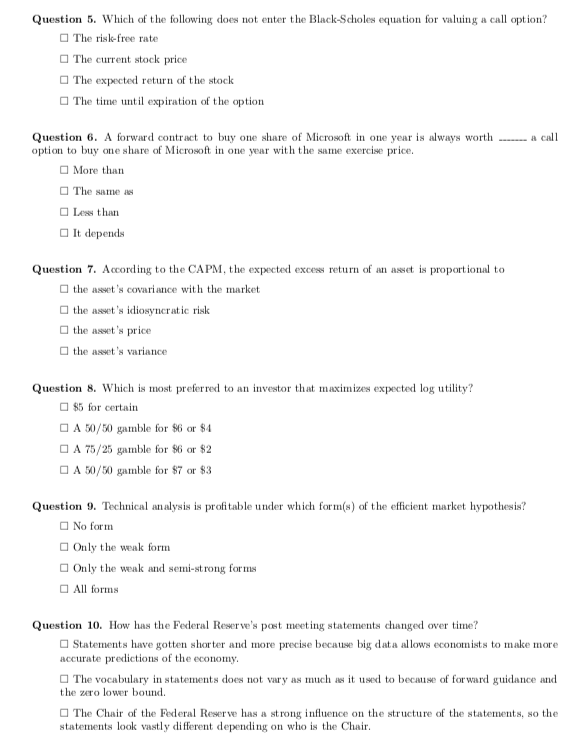 Hi, I would like to get some help with these multiple choice