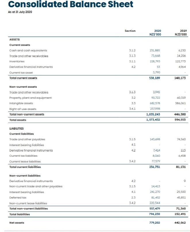 Using the financial statements from the most recent annual report for