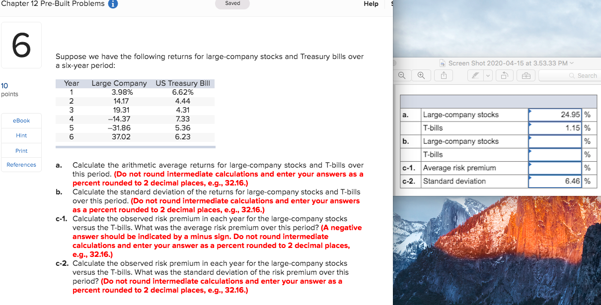 Chapter 12 Pre-Built Problems i Saved Help Suppose we have the