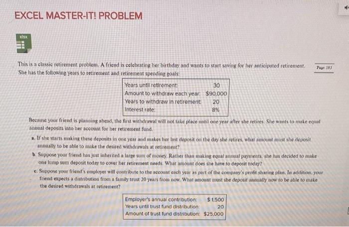  EXCEL MASTER-IT! PROBLEM ix Page 19 20 This is a classic