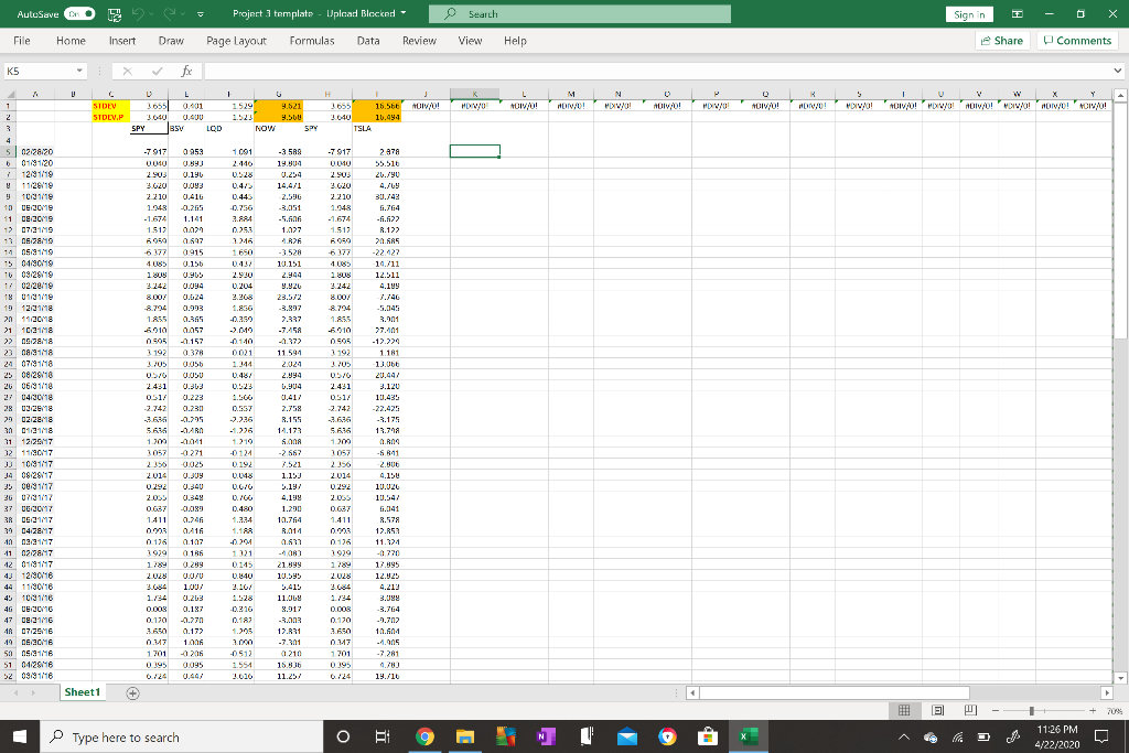  a) calculate the standard deviation for each asset b) calculate the