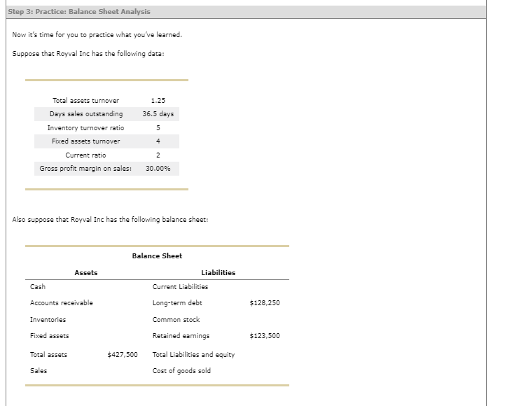 a firm's overall financial position. A typical balance sheet shows assets owned