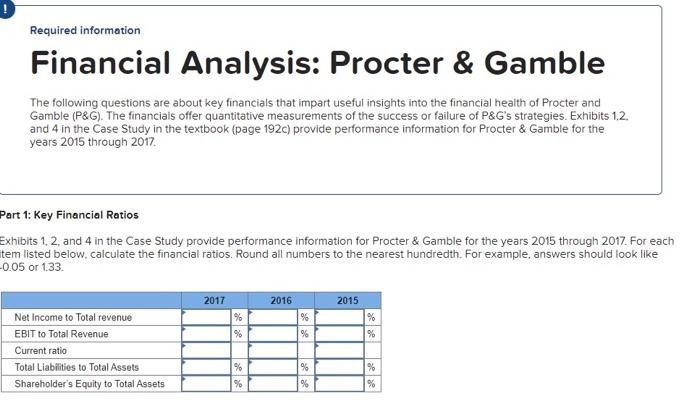 information for Procter & Gamble for the years 2015 through 2017. For