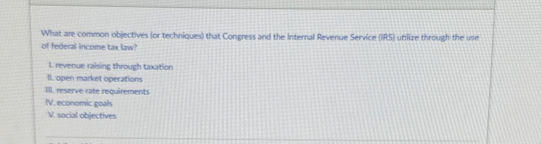  What are common objectives (or techniques) that Congress and the Intemal