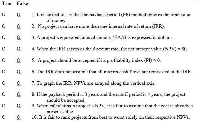 True False o O o Q 1. It is correct to