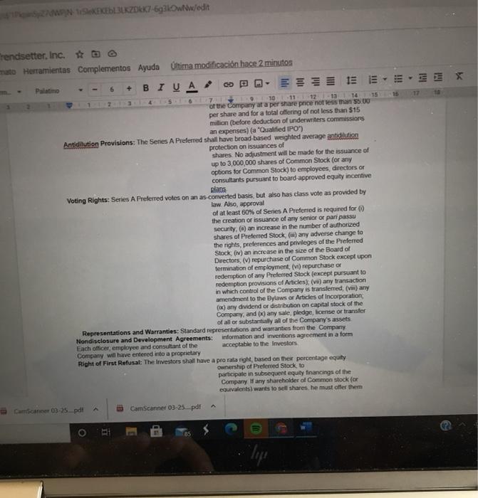 two term sheets and the associated liquidation preference. Ignore dividends. How will