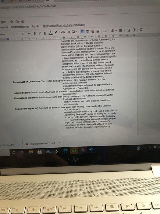 event of a liquidity event (Ignore the IPO scenario for this party?