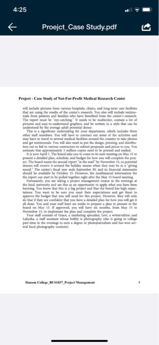 Develop an estimated duration for each activity. Responses should use the list