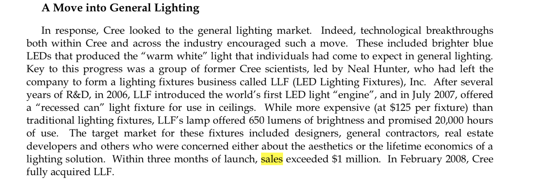 year? What about LED light bulbs in general? Table B Sales of