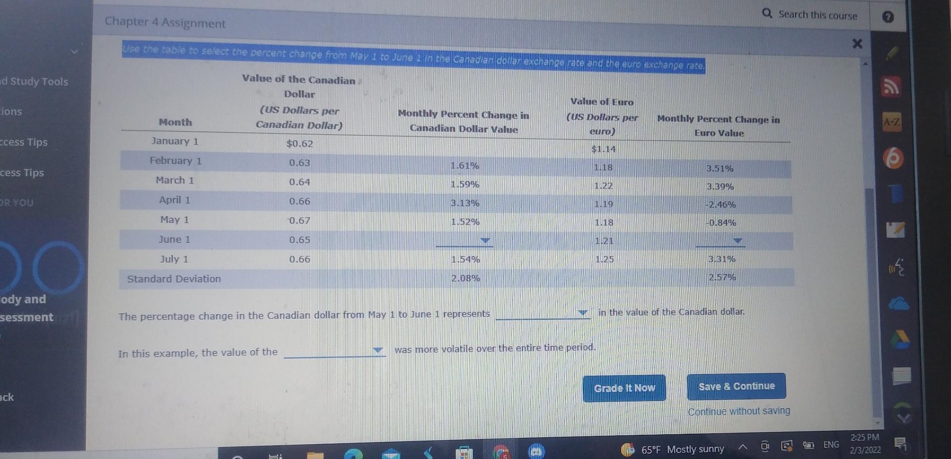 Q Search this course Chapter 4 Assignment x Use the table