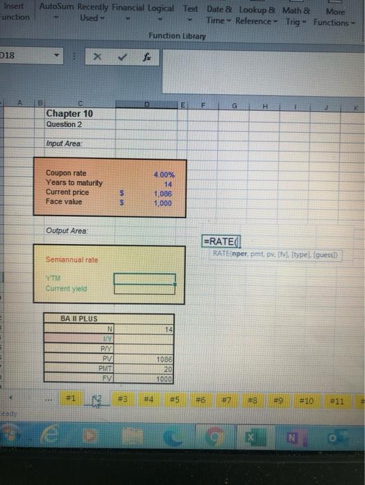 Chapter 10 Question 1 2 3 4 Input Area: =Pvd PV(rate, nper,