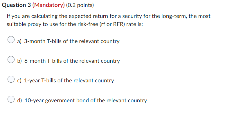 a security is equal to the risk-free return plus a security risk