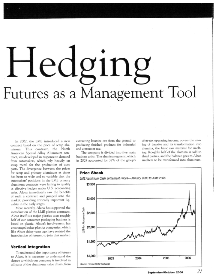 North American Special Alloy (Scrap) Aluminum contract. In the same article, the