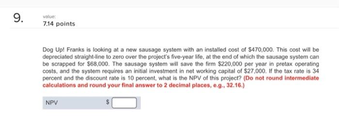 expansion project that requires an initial fixed asset investment of $2.46 million.