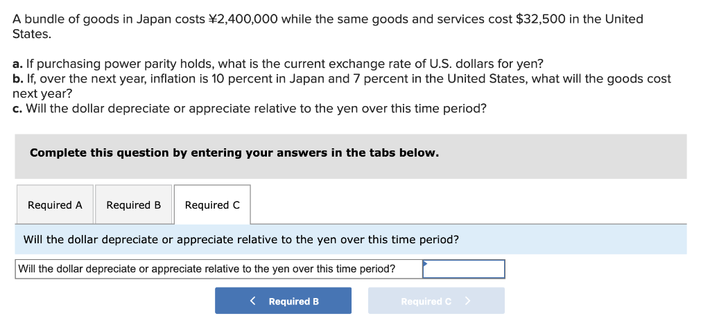 power parity holds, what is the current exchange rate of U.S. dollars
