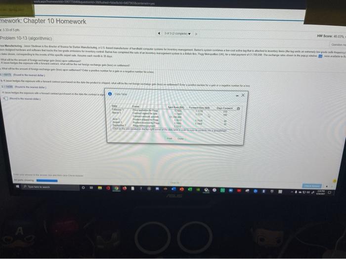 wroty mework: Chapter 10 Homework ADR Problem 10-13 (algorithmic) HW Score: 10.00