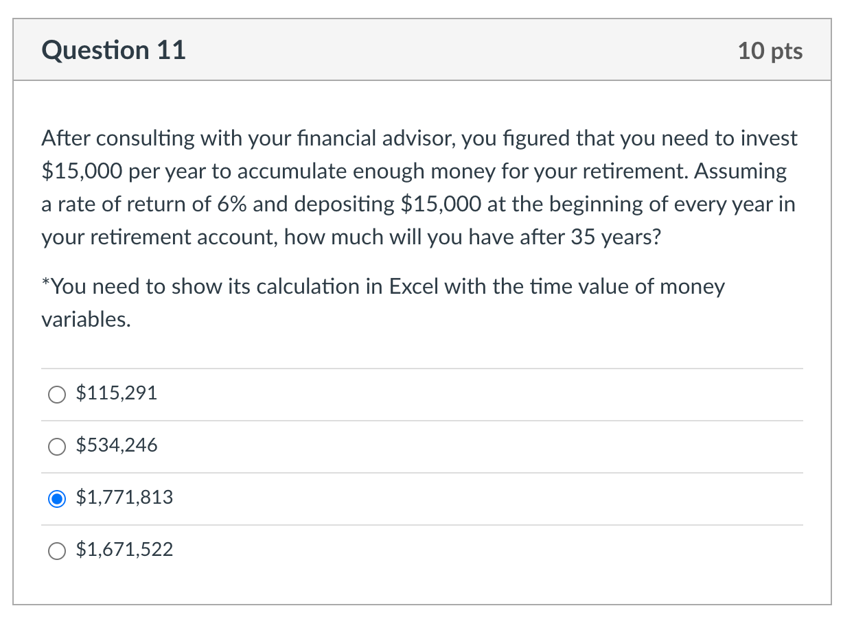 I need help with the excel function please Question 11 10 pts
