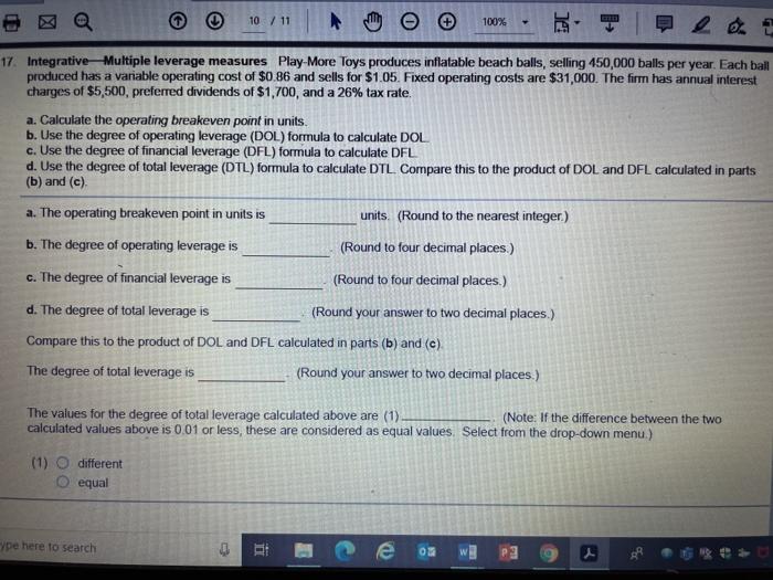  10 / 11 100% 17. Integrative Multiple leverage measures Play-More Toys