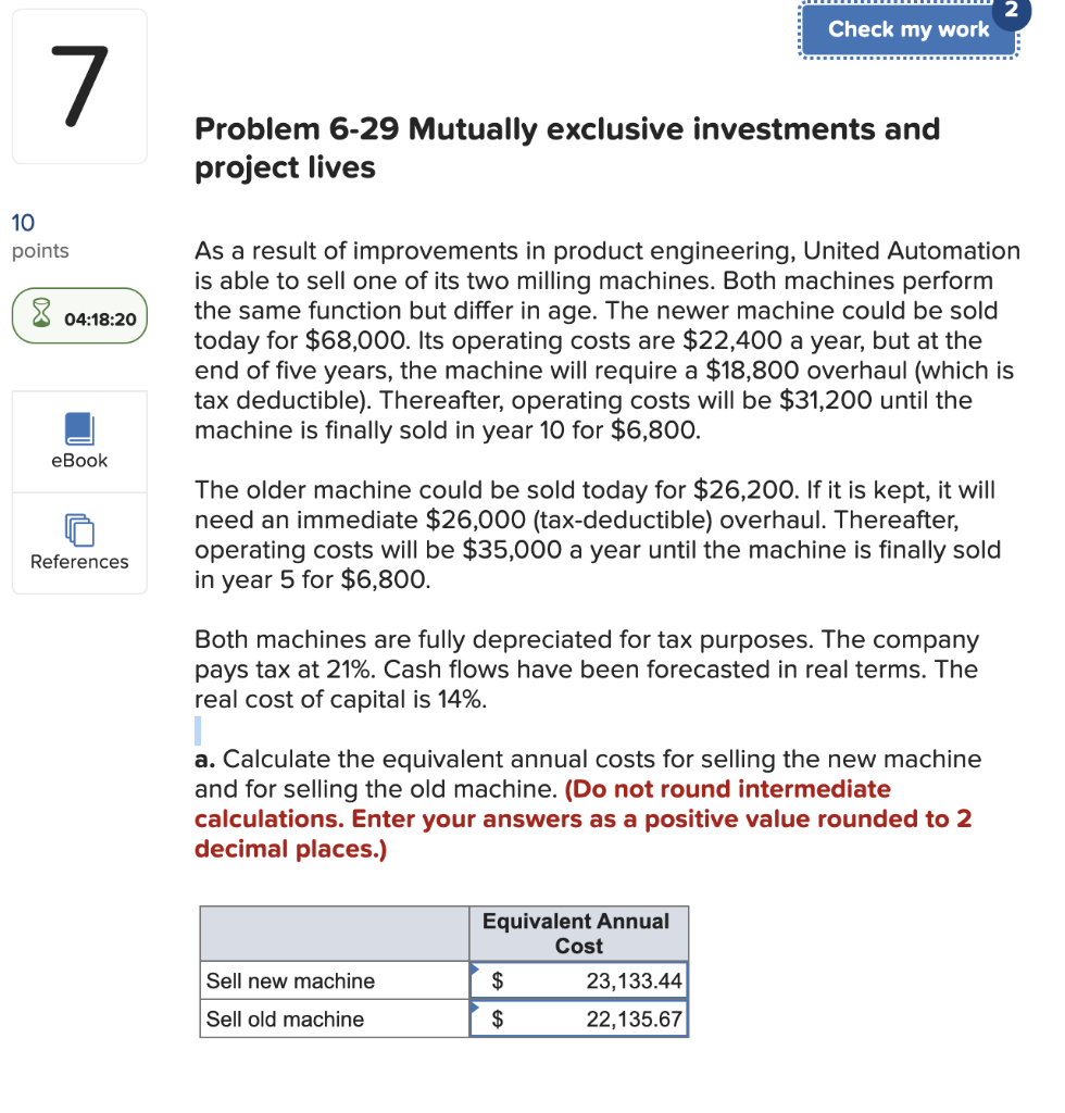  b. Which machine should United Automation sell? multiple choice Sell new