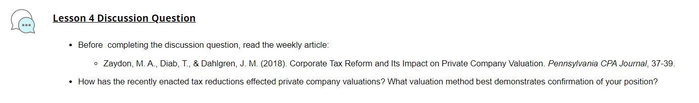  Lesson 4 Discussion Question - Before completing the discussion question, read