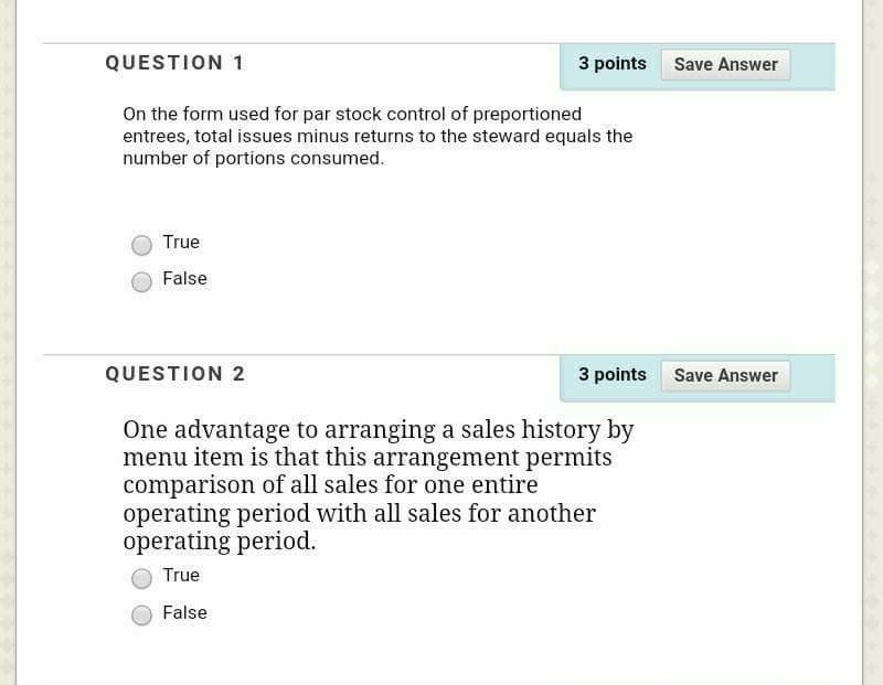  QUESTION 1 3 points Save Answer On the form used for