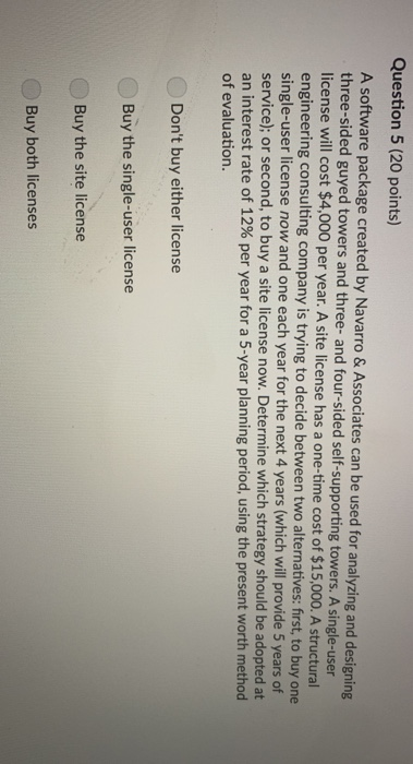  Question 5 (20 points) A software package created by Navarro &