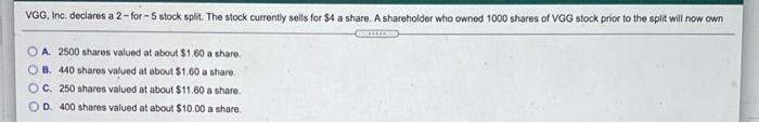  VGG, Inc. declares a 2-for- 5 stock split. The stock currently
