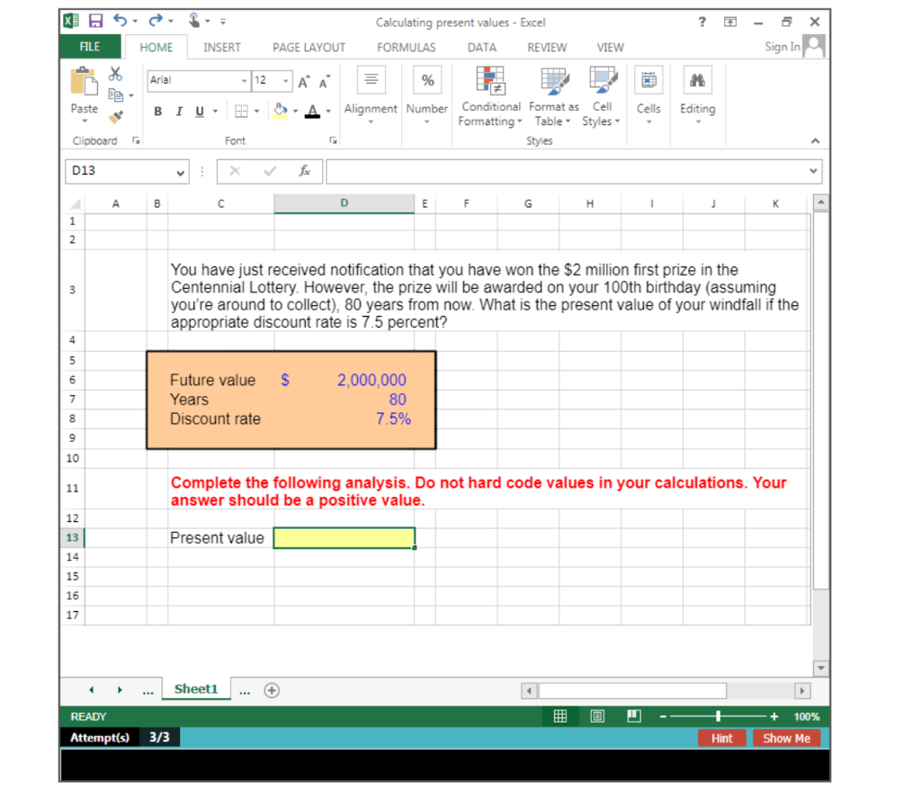  X H5 ? 6 x Calculating present values - Excel FORMULAS