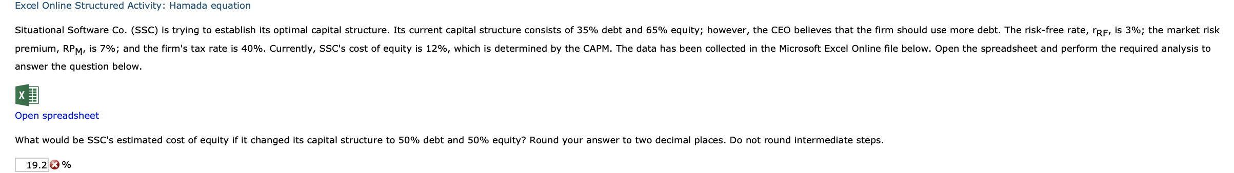  answer the question below. x Open spreadsheet 19.2%