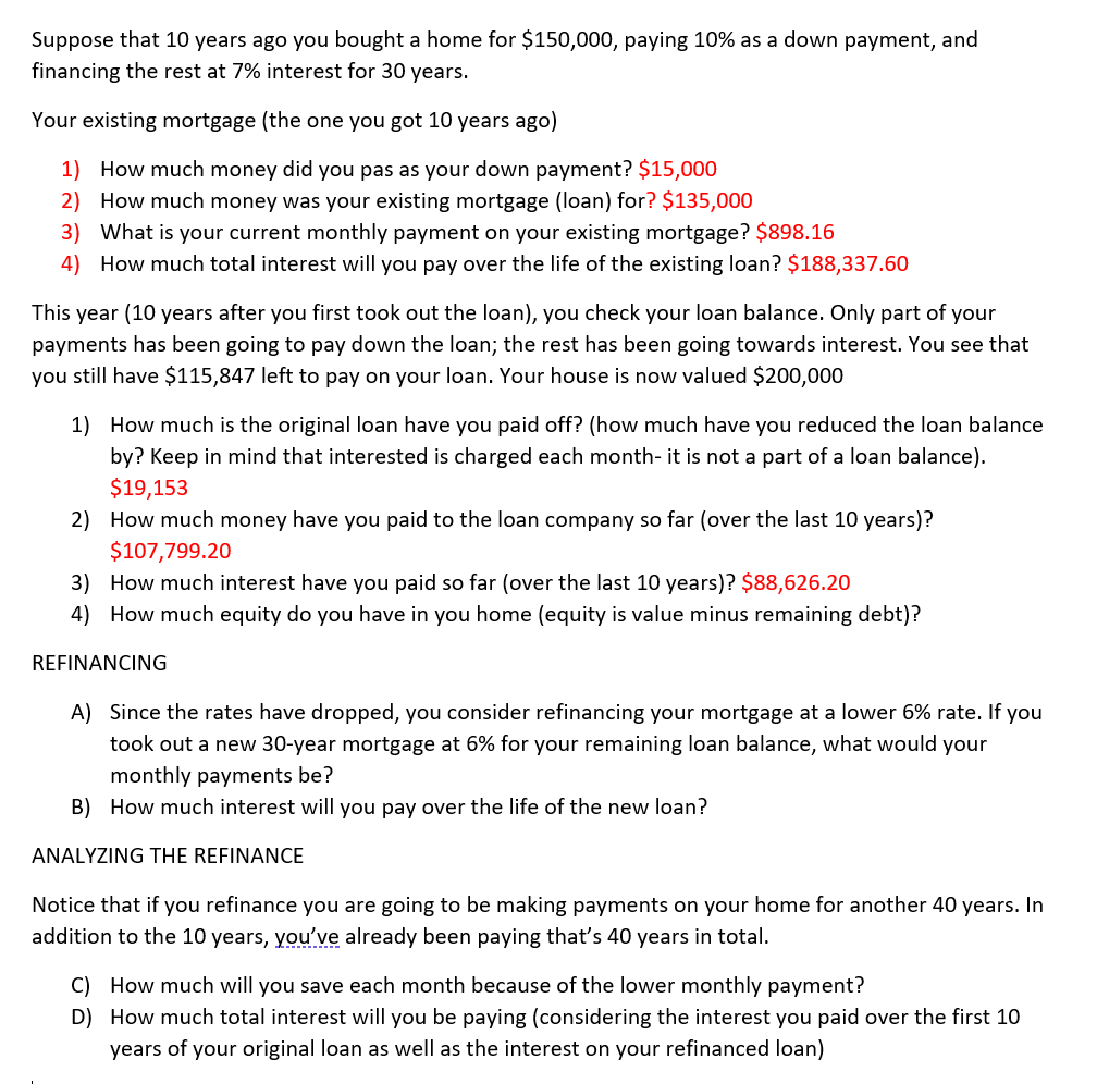 So I have done the one with the red marks Please