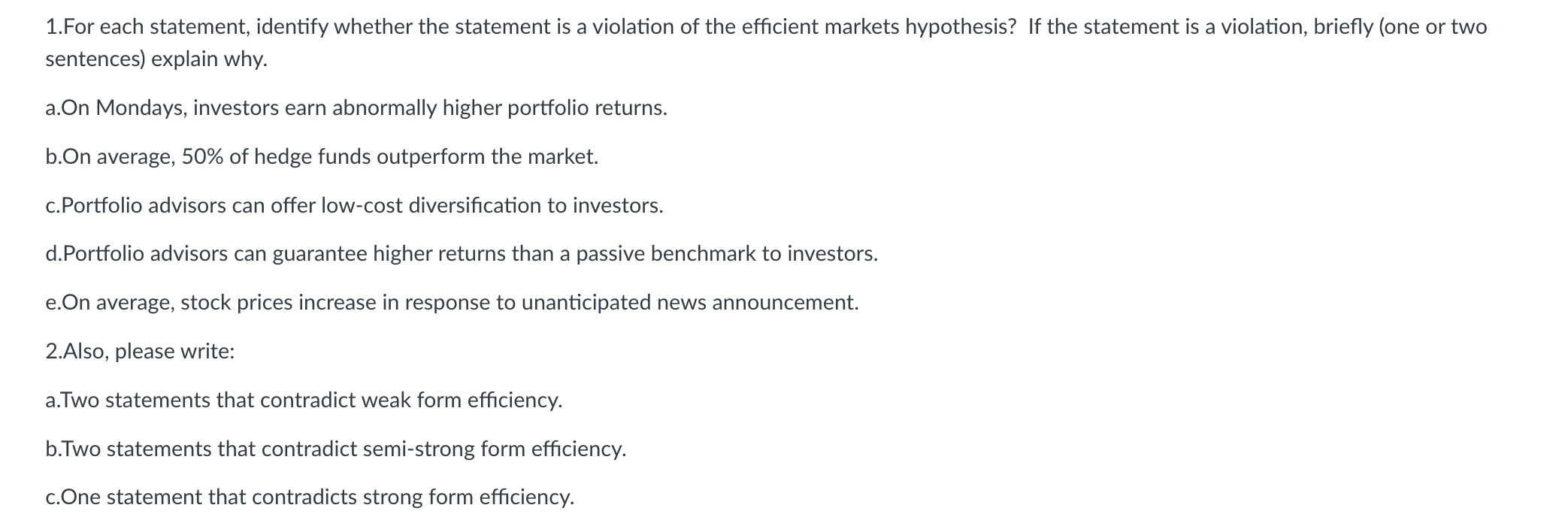 1.For each statement, identify whether the statement is a violation of