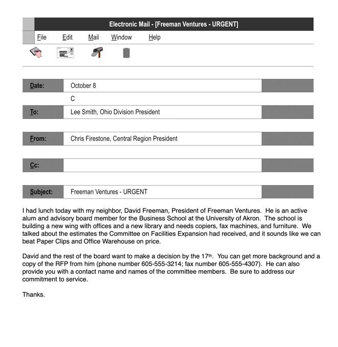  Electronic Mail - (Freeman Ventures - URGENT] Window Help File Edit