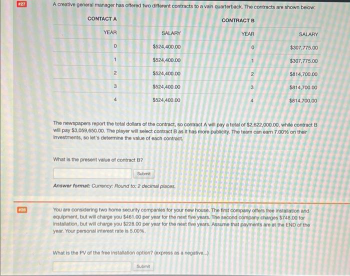  A creativo general manager has offered two different contracts to a