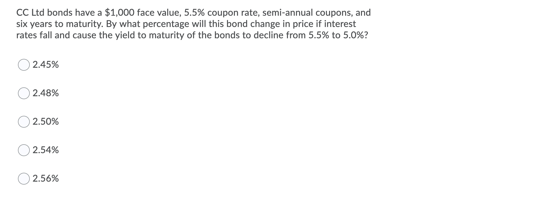  CC Ltd bonds have a $1,000 face value, 5.5% coupon rate,