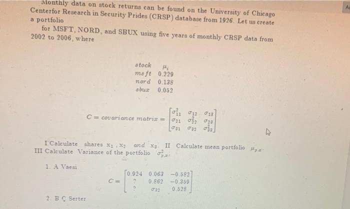  Nonthly data on stock returns can be found on the University