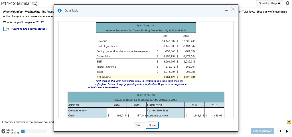  P14-12 (similar to) Question Help Y 0 Data Table for Tyler