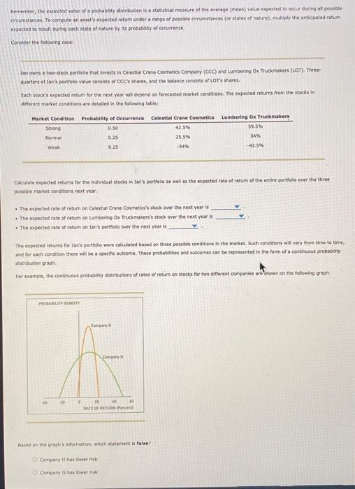 Remember, the expected value of probability distribution is a statistical measure