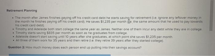 answer all three questions. For the following problem, assume that all debts